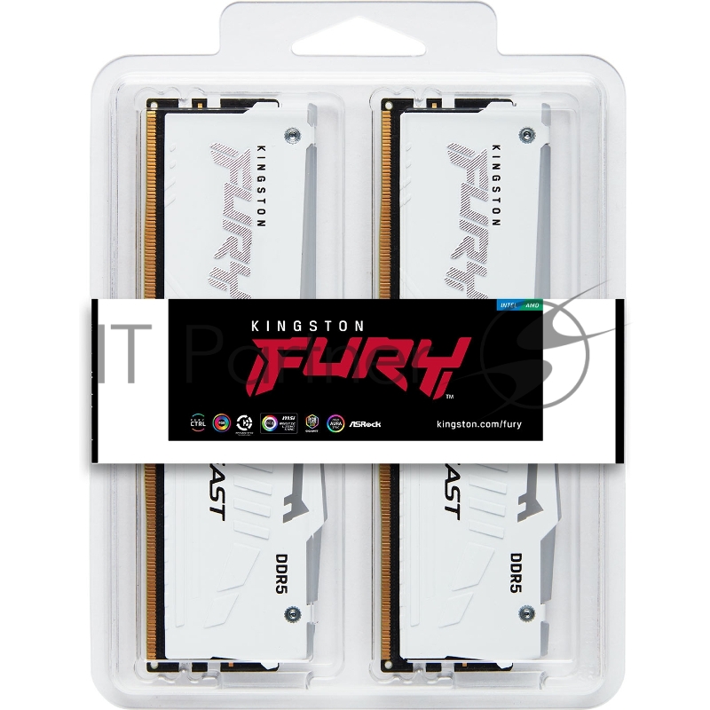 Память DDR5 2x16GB 5600MHz Kingston KF556C36BWEAK2-32 Fury Beast RGB RTL Gaming PC5-44800 CL36 DIMM 288-pin 1.25В kit single rank с радиатором Ret