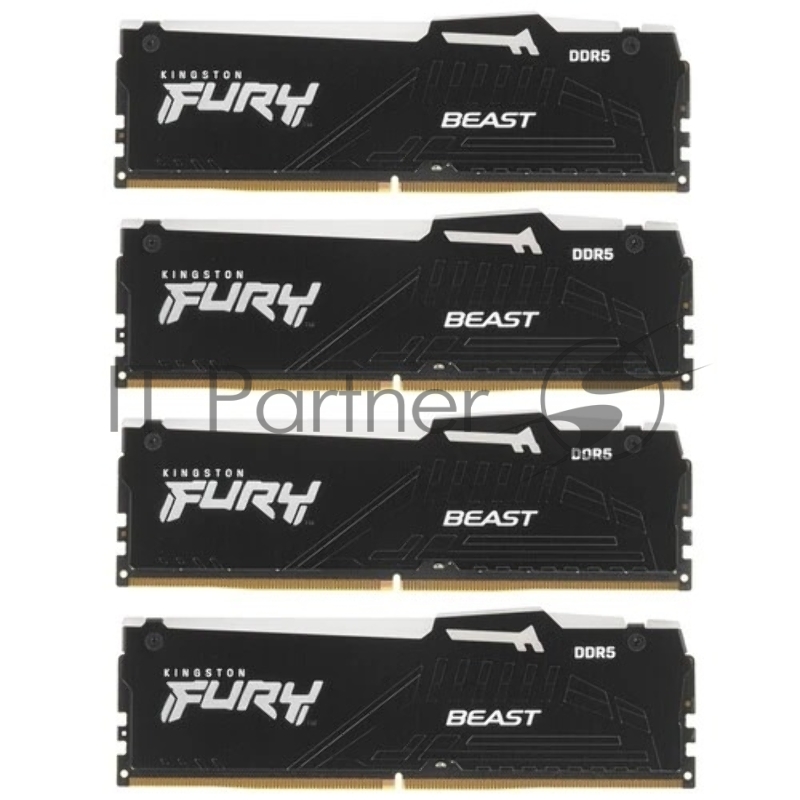 Память DDR5 4x32GB 5600MHz Kingston KF556C40BBAK4-128 Fury Beast Black RGB RTL Gaming PC5-44800 CL40 DIMM 288-pin 1.25В dual rank с радиатором Ret