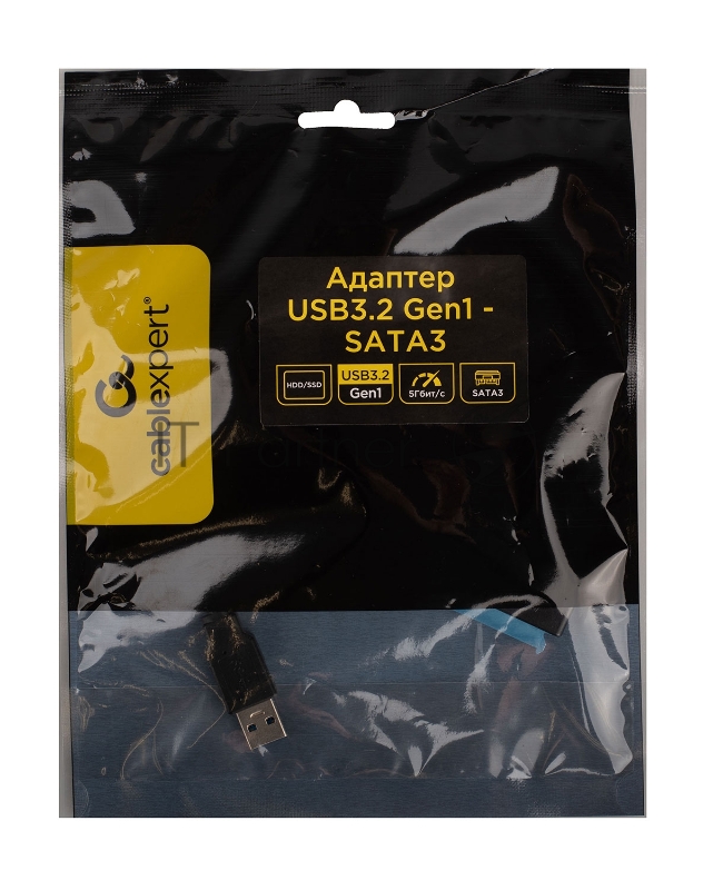 Адаптер USB3.2 Gen1 на SATA 2.5/3.5 HDD/SSD Cablexpert A-USB3-SATA3-3.5, доп. питание 12V/2A, Sata3, 5 Гбит/с, длина 0.4м, пакет