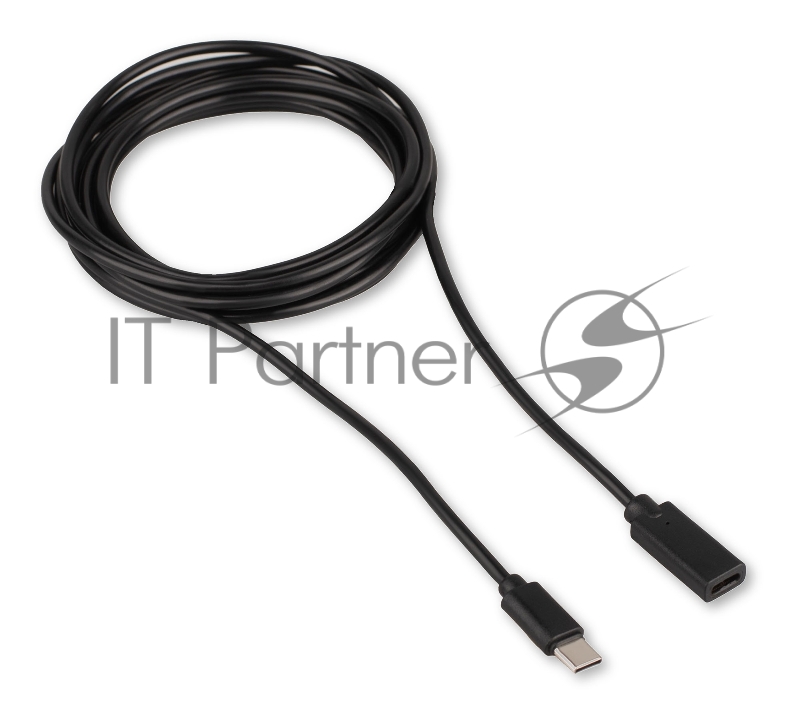 Кабель-удлинитель USB2.0 Cablexpert CCP-USB2-CMCF-3M, Type-C(М)/Type-C(F), 3А, 60Вт, PD/QC3.0, медь, Pro, 3м, черный, пакет