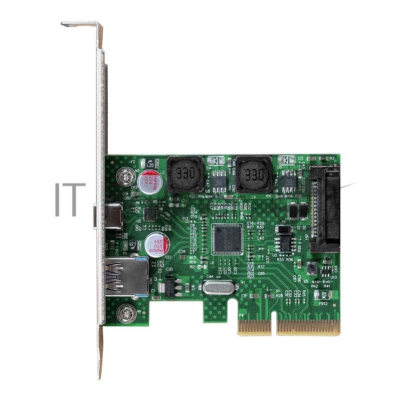 Контроллер ExeGate EXE-313-1A1C (PCI-E x4 v3.0, USB3.2 Gen2 1xType-A + 1xType-C ext., SuperSpeed+ скорость до 10 Гбит/с, разъем доп.питания, ASMedia Chipset ASM3142)