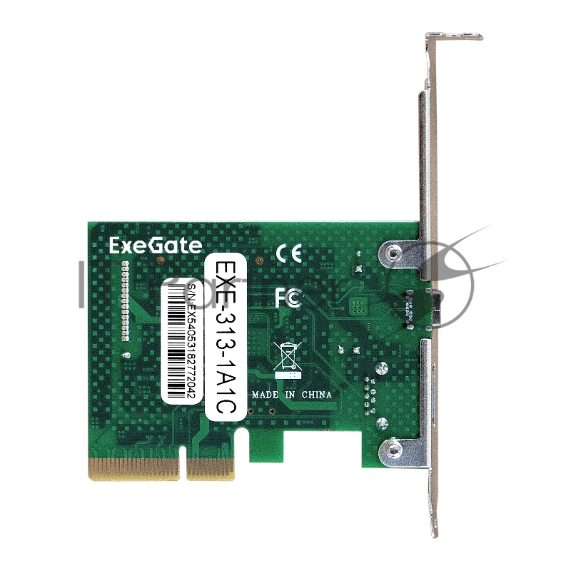 Контроллер ExeGate EXE-313-1A1C (PCI-E x4 v3.0, USB3.2 Gen2 1xType-A + 1xType-C ext., SuperSpeed+ скорость до 10 Гбит/с, разъем доп.питания, ASMedia Chipset ASM3142)