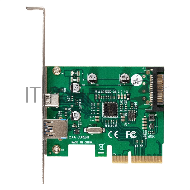 Контроллер ExeGate EXE-320-1A1C (PCI-E x4 v3.0, USB3.2 Gen2 1xType-A + 1xType-C ext., SuperSpeed+ скорость до 10 Гбит/с, разъем доп.питания, ASMedia Chipset ASM1142)