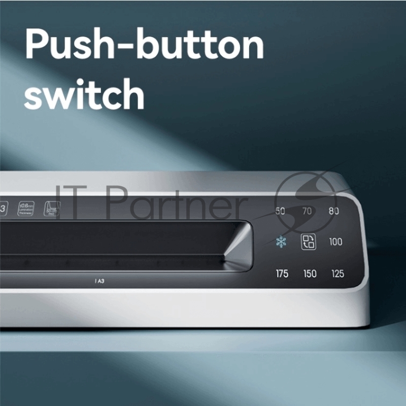 Ламинатор A3, холодный и термич.способ ламинирования, 8 режимов, скорость 270 мм/мин, прогрев 5мин., 50-175 мм, черно-белый