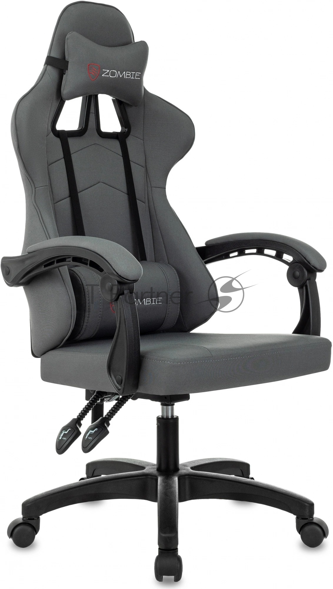 Кресло игровое Zombie Zoom Fabric серый Neo Grey крестов. пластик