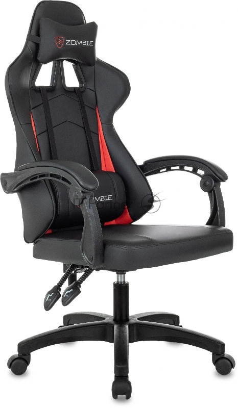 Кресло игровое Zombie Zoom черный/красный эко.кожа крестов. пластик