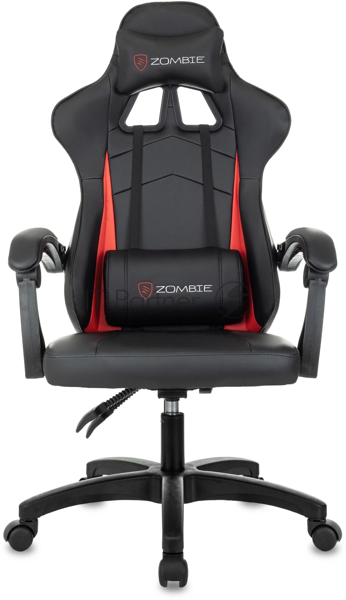 Кресло игровое Zombie Zoom черный/красный эко.кожа крестов. пластик