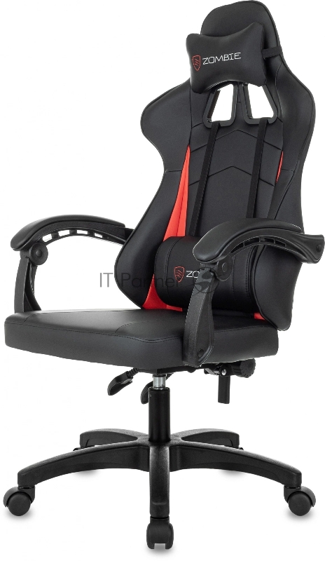 Кресло игровое Zombie Zoom черный/красный эко.кожа крестов. пластик