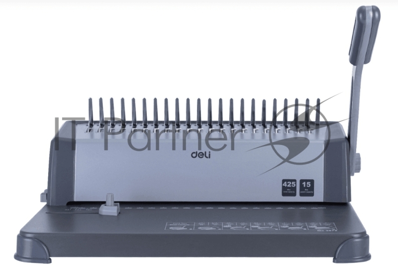 Переплетная машина (брошюровщик) Deli E3872, кол-во пробиваемых листов 15, объем переплета 425 л.,21 отверстие