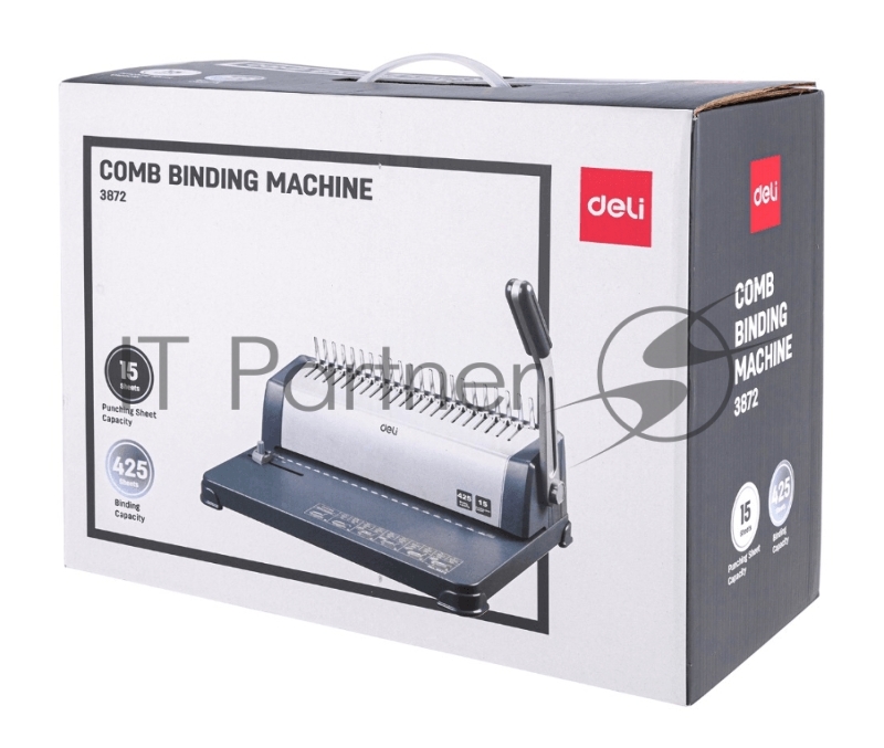 Переплетная машина (брошюровщик) Deli E3872, кол-во пробиваемых листов 15, объем переплета 425 л.,21 отверстие