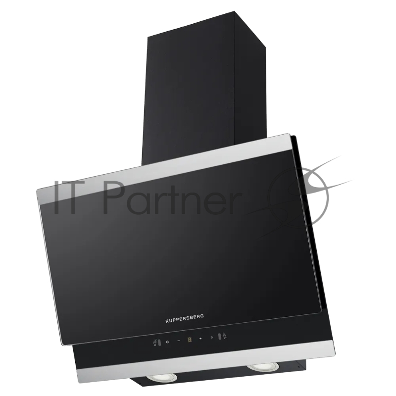 Наклонная вытяжка Kuppersberg F 603 BX, 60 см, High-Tech, таймер, макс. производительность 850 м3/ч, 3 скорости, обратный клапан, сенсорное управление, дисплей, LED освещение, уровень шума 53 дБ, цвет черный/нержавеющая сталь