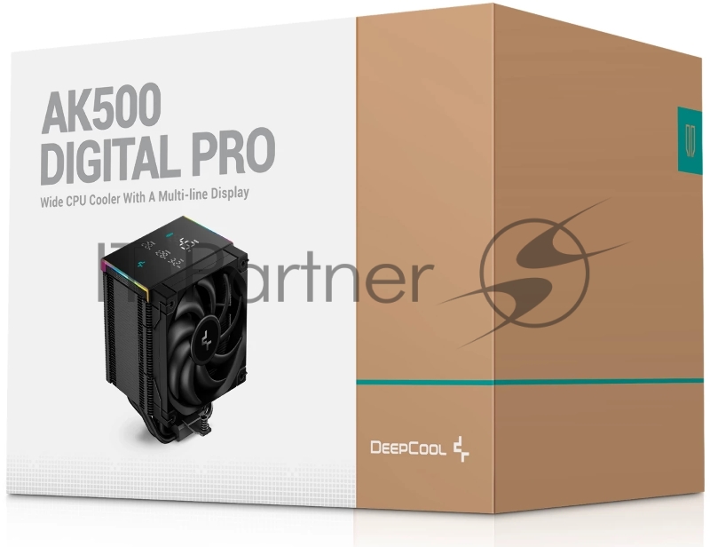 Кулер для процессора DEEPCOOL AK500 DIGITAL PRO LGA20XX/1700/1200/115X/AM5/AM4 (9шт/кор, TDP 240W, PWM, Fan 120mm, 5 тепл. трубок, ARGB, черный) RET