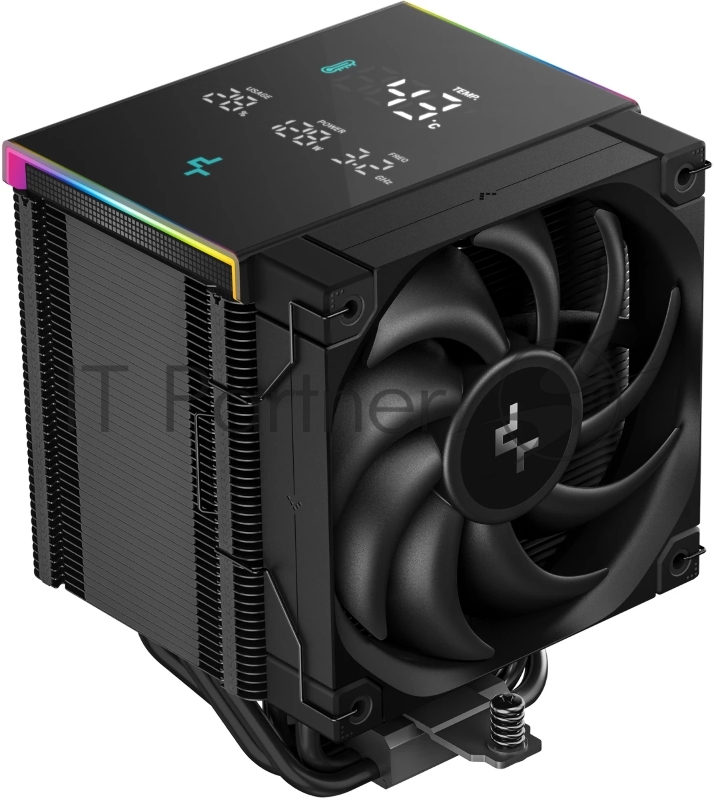 Кулер для процессора DEEPCOOL AK500 DIGITAL PRO LGA20XX/1700/1200/115X/AM5/AM4 (9шт/кор, TDP 240W, PWM, Fan 120mm, 5 тепл. трубок, ARGB, черный) RET