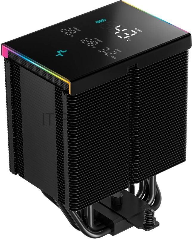 Кулер для процессора DEEPCOOL AK500 DIGITAL PRO LGA20XX/1700/1200/115X/AM5/AM4 (9шт/кор, TDP 240W, PWM, Fan 120mm, 5 тепл. трубок, ARGB, черный) RET