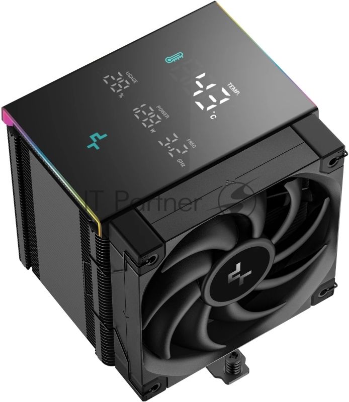 Кулер для процессора DEEPCOOL AK500 DIGITAL PRO LGA20XX/1700/1200/115X/AM5/AM4 (9шт/кор, TDP 240W, PWM, Fan 120mm, 5 тепл. трубок, ARGB, черный) RET