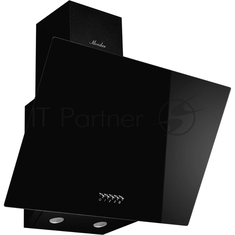 Наклонная вытяжка MONSHER ASTRA 50 Noir, ширина 50 см, отвод/рециркуляция, 700 м3/час, механическое кнопочное управление, 3 скорости, светодиодное освещение 2*1 Вт, металлические жироулавливающие фильтры, угольный фильтр KM 101 (опция), цвет: чёрный