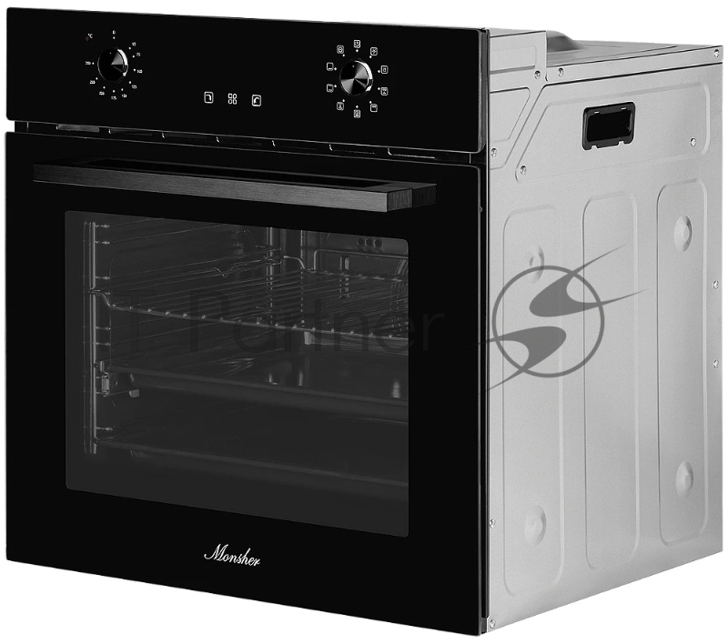 Встраиваемый электрический духовой шкаф MONSHER MOE 6092 Noir, 9 режимов: Традиционный нагрев, Макси-Гриль, Макси-Гриль с конвекцией, Нижний нагрев, Разморозка, Традиционный нагрев с конвекцией, Режим подсветка, Конвекция, Режим пицца, утапливаемые п