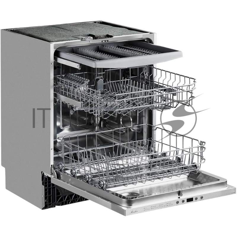 Встраиваемая посудомоечная машина MONSHER MD 6002, High-Tech, 60 см, 14 комплектов, 8 программ, 3 корзины, белый LED дисплей, 1 разбрызгиватель, кнопочное управление, автоматическое открытие дверцы, полная защита от протечек, самодиагностика неисправ