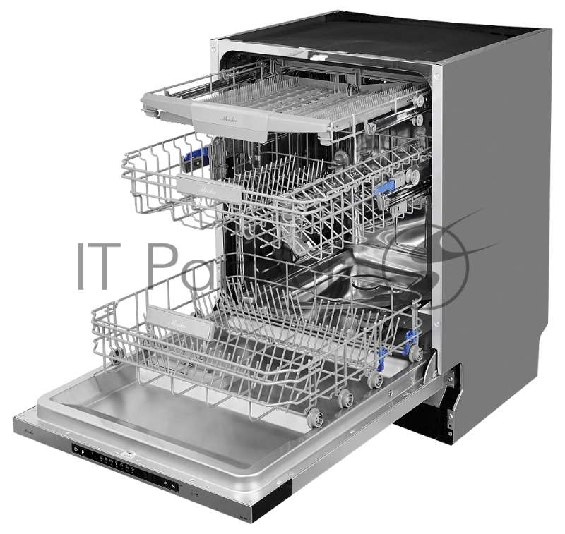 Встраиваемая посудомоечная машина MONSHER MD 6004, ширина 60 см, Количество корзин: 3, 14 комплектов посуды, Электронное управление, Цифровой дисплей, Отсрочка старта 1-24 часов, Луч на полу, Внутреннее освещение, программ: Интенсивная, Нормальная, Е