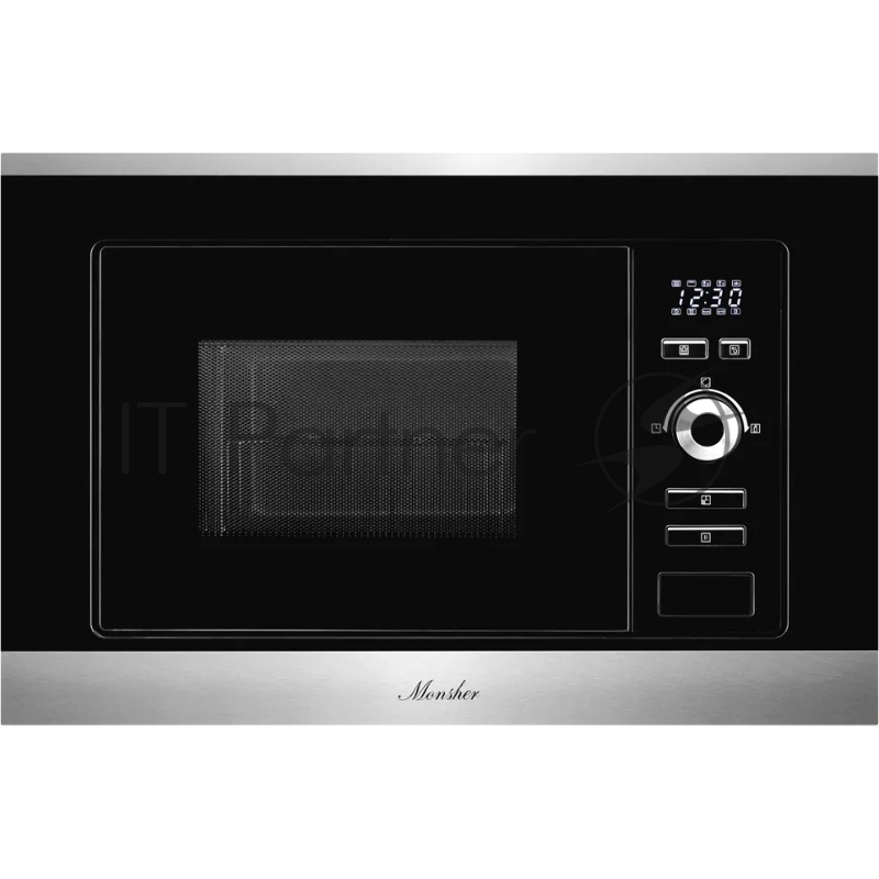 Встраиваемая микроволновая печь Monsher MMH 201 BX 60 см, 20 л, 8 автоматических кулинарных программ, 5 режимов мощности, функция размораживания по весу полуфабрикатов или по времени, черный и нерж.