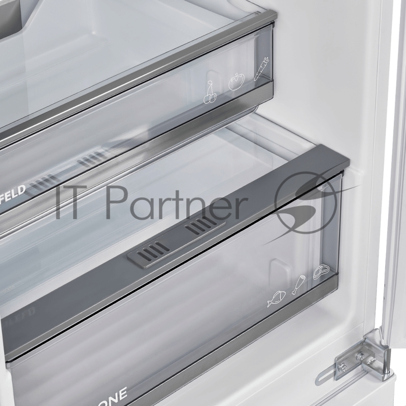 Холодильник-морозильник встраиваемый MAUNFELD MBF17754NFWHGR LUX Inverter