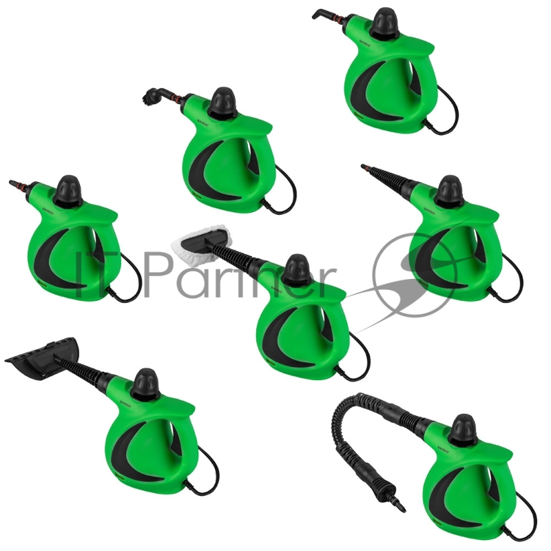 Универсальный ручной отпариватель-пароочиститель Endever Odyssey Q-463, зелёный/черный, мощность 1100 Вт, давление 3,5 бар,производ. 35 г/мин, 6 шт/уп