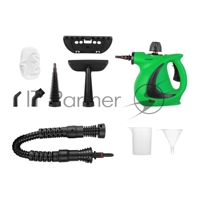Универсальный ручной отпариватель-пароочиститель Endever Odyssey Q-463, зелёный/черный, мощность 1100 Вт, давление 3,5 бар,производ. 35 г/мин, 6 шт/уп