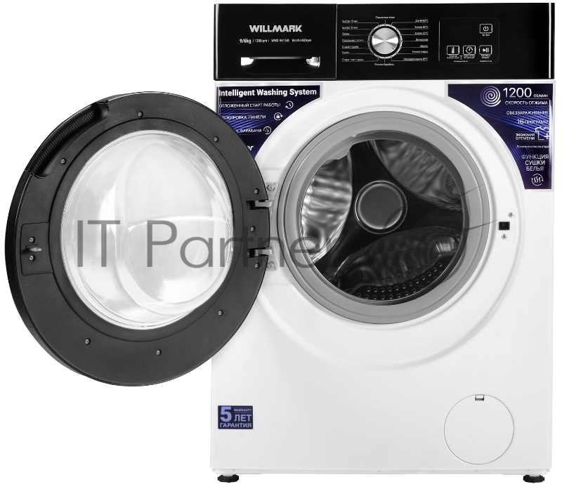 Стиральная машина WILLMARK WWD-9615IB белый/черный, загрузка фронтальная, 9/6 кг ,1200 об./мин., A+