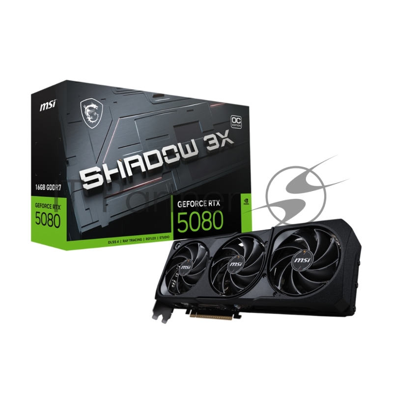 Видеокарта MSI RTX5080 SHADOW 3X OC 16GB GDDR7 256bit 3xDP HDMI 3FAN RTL