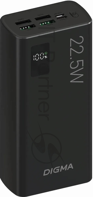 Мобильный аккумулятор Digma DGPF30A 30000mAh QC3.0/PD3.0 22.5W 3A 4xUSB-A/USB-C черный (DGPF30A22ABK)