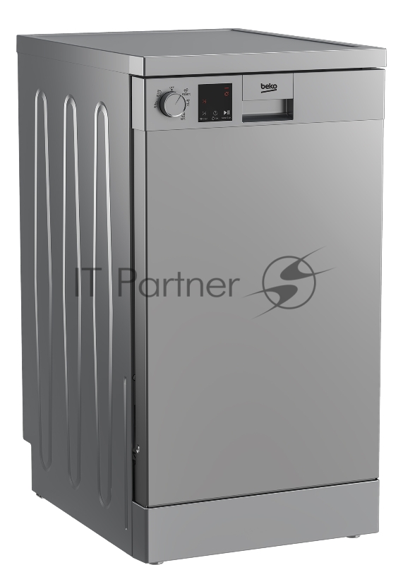 Посудомоечная машина Beko DVS050R02S универсальный мотор, поворотный переключатель, 5 программ, 10 комплектов, конденсационная сушка, полная защита от протечек WaterSafe, регулировка верхней корзины по высоте, Уровень шума 49дб, серебристый