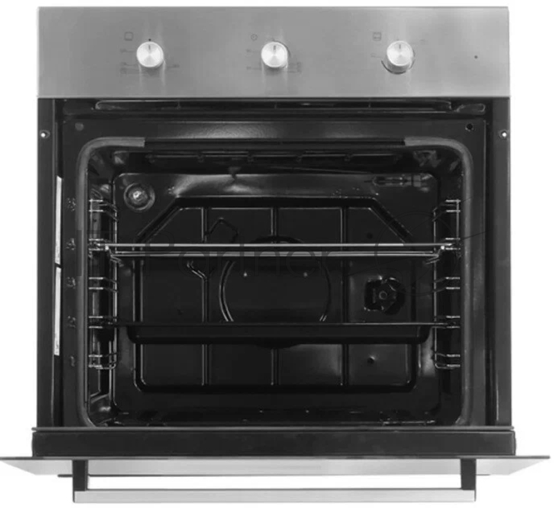 Газовый духовой шкаф Beko BBIGT21100X с откидным электрическим грилем автоматический электроподжиг поворотные переключатели металлические направляющие объем - 72л 3 стекла дверцы 1 решетка 1 противень вертел. Цвет: Нержавеющая сталь Материал панели у