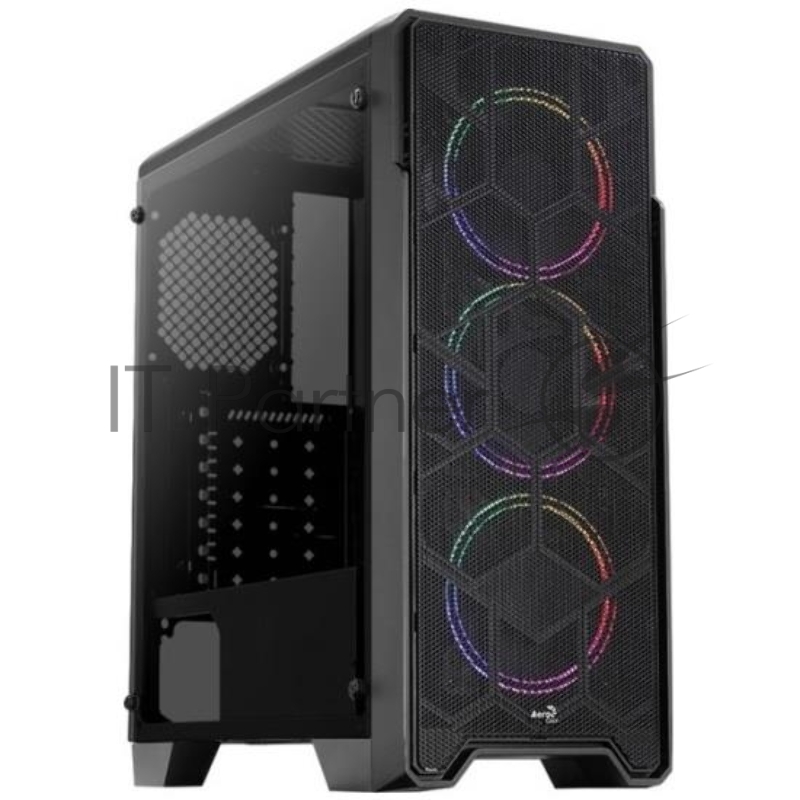 Компьютерный корпус Aerocool / Formula Ore Saturn FRGB-G-BK-v1 (2xUSB, 2xAudio, 0.5 мм,3x120 мм FAN, прозрачная стенка-закаленное стекло, ATX,