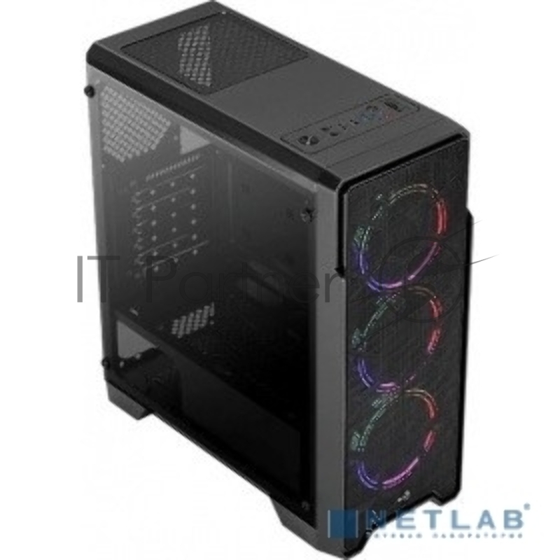 Компьютерный корпус Aerocool / Formula Ore Saturn FRGB-G-BK-v1 (2xUSB, 2xAudio, 0.5 мм,3x120 мм FAN, прозрачная стенка-закаленное стекло, ATX,