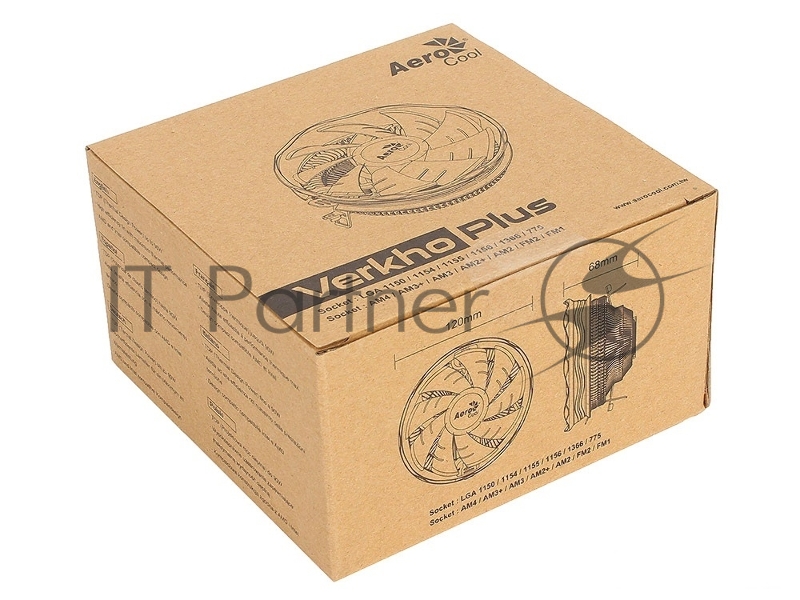 Кулер для процессора AeroCool / Formula Verkho Plus серебристый/черный, 120 мм, алюминий, 2000 об/мин, 26.5 дБ, 4 pin, 110 Вт, 68 мм