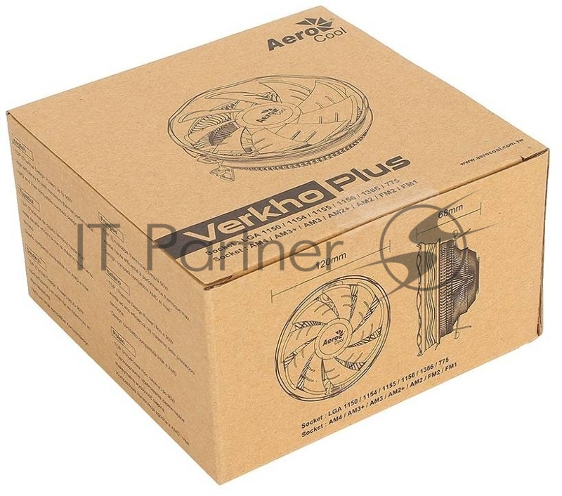 Кулер для процессора AeroCool / Formula Verkho Plus серебристый/черный, 120 мм, алюминий, 2000 об/мин, 26.5 дБ, 4 pin, 110 Вт, 68 мм