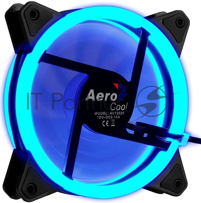 Вентилятор для корпуса AeroCool / Formula Rev Blue черный, 120 мм, 1200 об/мин, 15.1 дБ, 3 pin