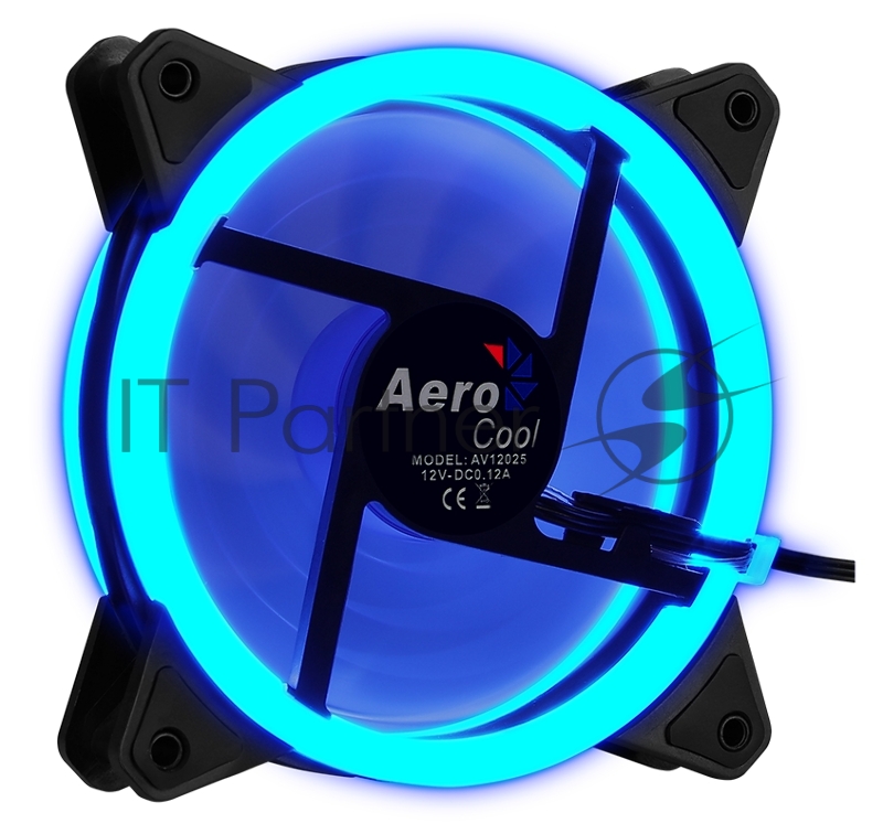 Вентилятор для корпуса AeroCool / Formula Rev Blue черный, 120 мм, 1200 об/мин, 15.1 дБ, 3 pin