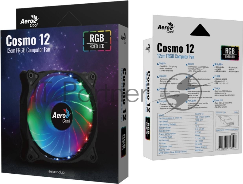 Вентилятор Aerocool / Formula Cosmo 12 черный, 120 мм, 1000 об/мин, 23.9 дБ, 4 pin