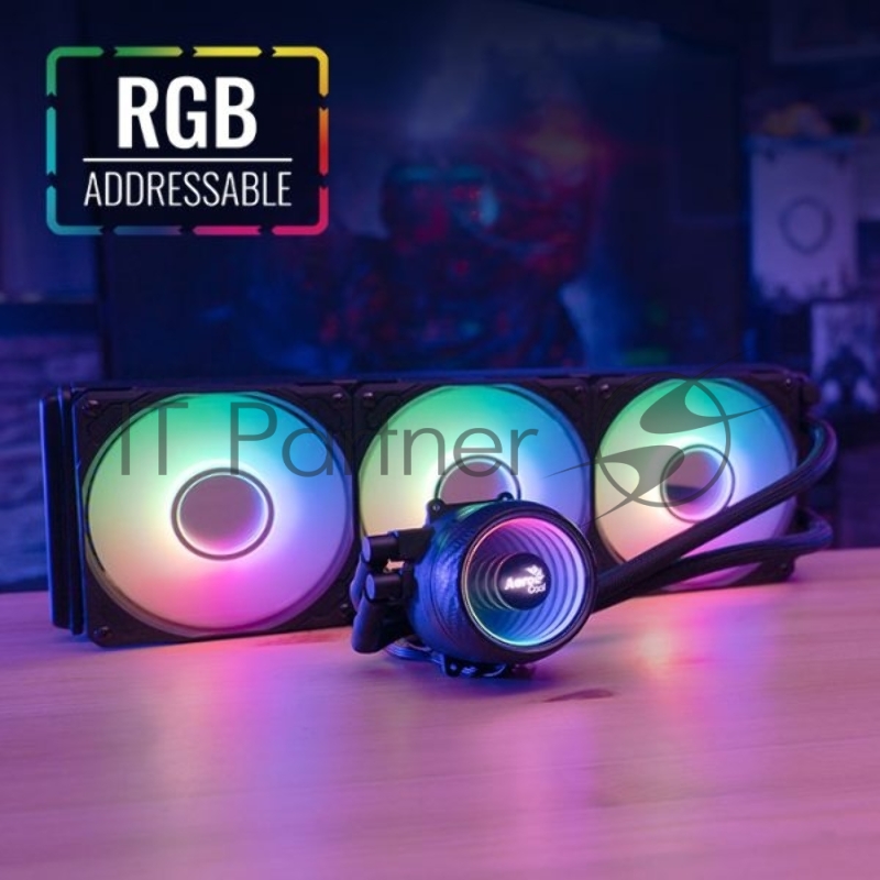 Система водяного охлаждения AeroCool / Formula Mirage L360 белый, 120 мм, алюминий/медь, 1800 об/мин, 26.8 дБ, 4 pin, 550 Вт, 27 мм