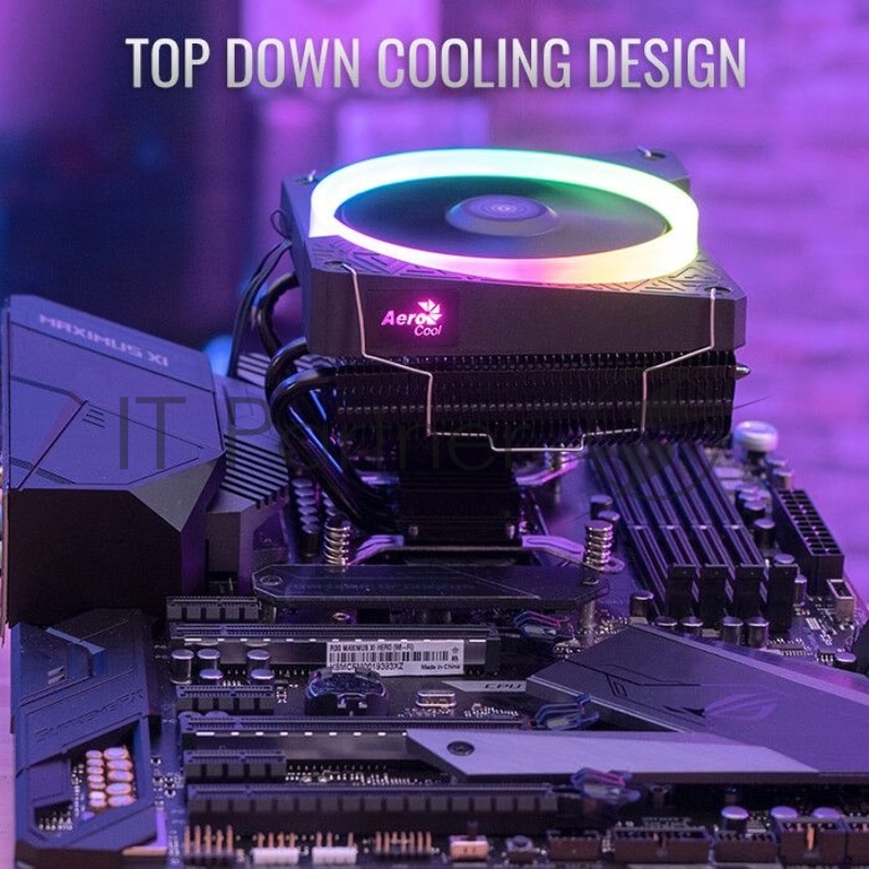 Кулер для процессора AeroCool / Formula Cylon 3H черный, 120 мм, алюминий, 1800 об/мин, 24.3 дБ, 4 pin, 125 Вт, 98 мм