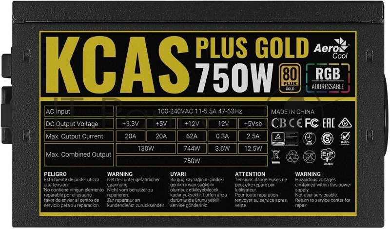 Блок питания Aerocool / Formula KCAS PLUS GOLD 750W <750W, ATX v2.4, APFC, Fan ARGB 12cm, 80+ Gold, Retail>