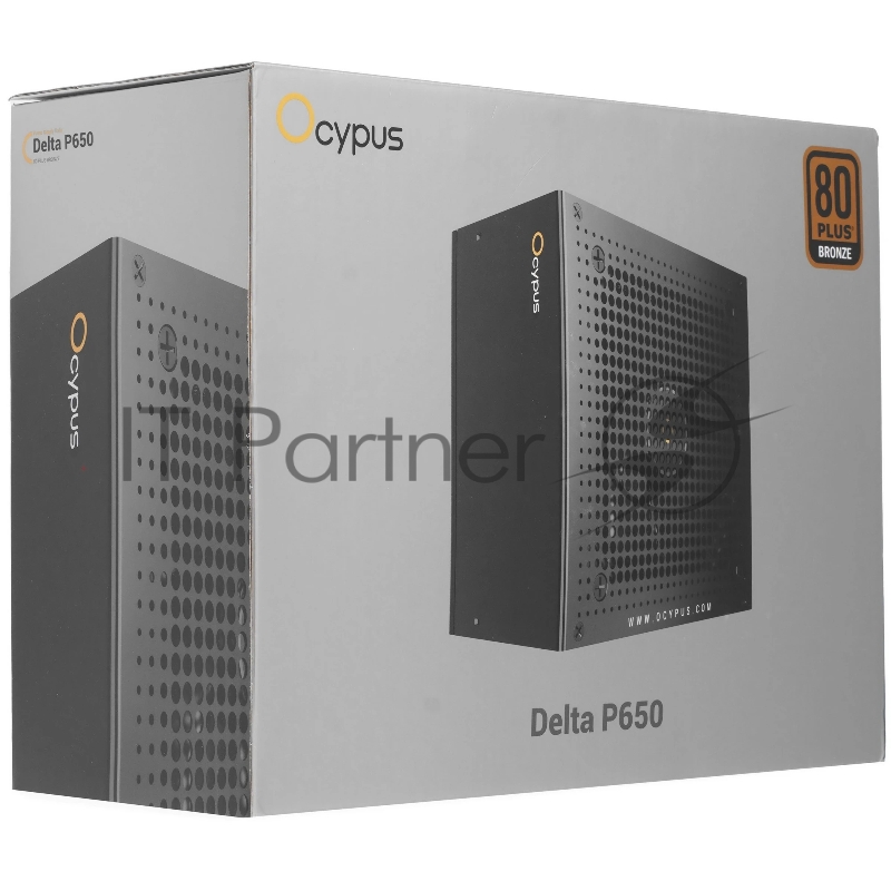 Блок питания 650W Ocypus Delta P650 (ATX, 80+ Bronze, APFC, 20+4 pin, 120mm fan, PCI-E 6+2Px3, 8xSATA) (Delta-P650-B1FDBK024X-EU)
