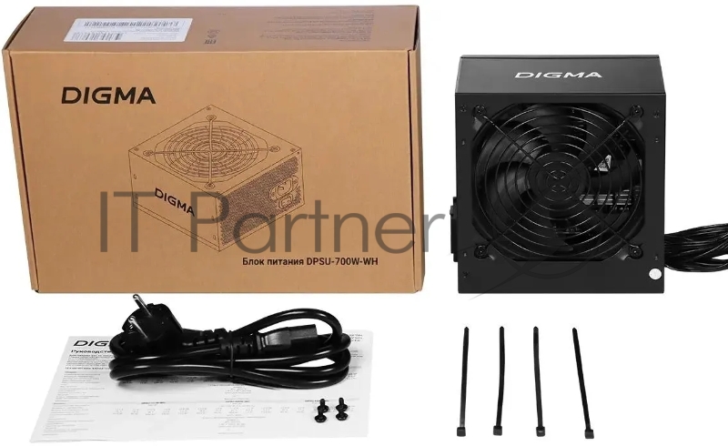 Блок питания Digma ATX 700W DPSU-700W-WH 80 PLUS WHITE (20+4pin) APFC 120mm fan 6xSATA RTL