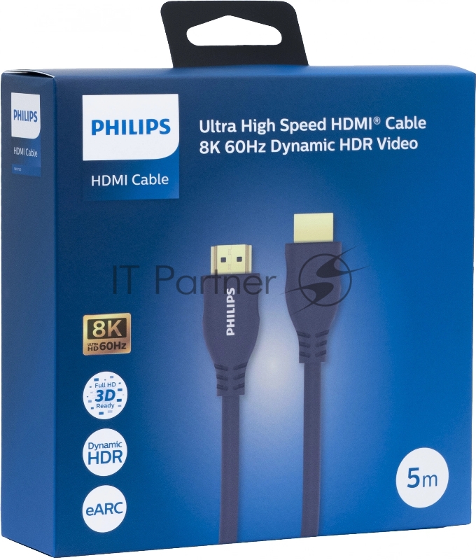 Кабель аудио-видео Philips 8K 60 Гц Ultra HD HDMI (m)/HDMI (m) 5м. позолоч.конт. серый (SWV7150/56)