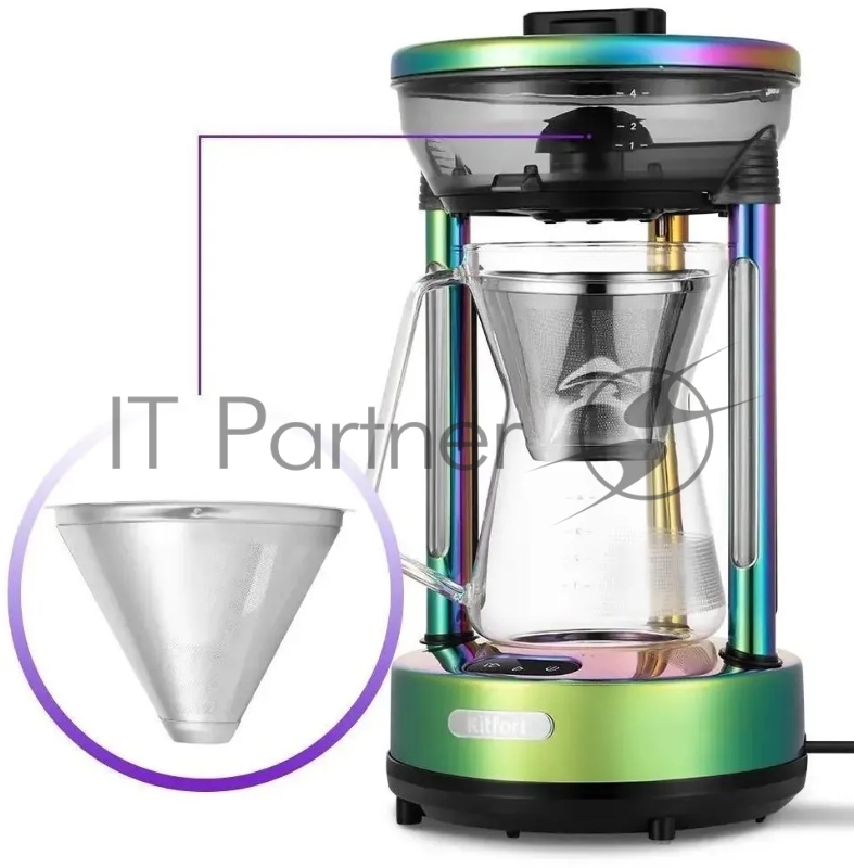 Кофеварка капельная Kitfort КТ-7488 600Вт зеленый