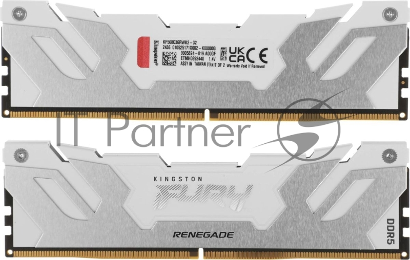 Модуль памяти Kingston FURY Renegade White XMP 32Gb 6800MT/s DDR5 CL36 DIMM (Kit of 2) KF568C36RWK2-32
