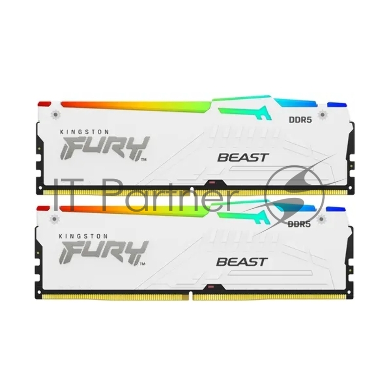 Оперативная память Kingston 32GB 6000MT/s DDR5 CL30 DIMM (Kit of 2) FURY Beast White RGB EXPO