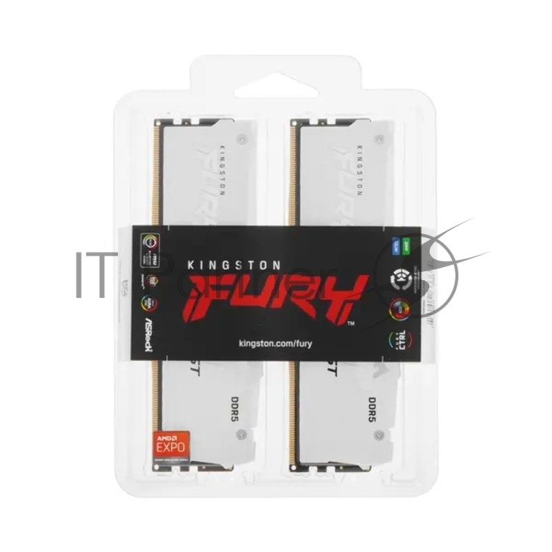 Оперативная память Kingston 32GB 6000MT/s DDR5 CL30 DIMM (Kit of 2) FURY Beast White RGB EXPO