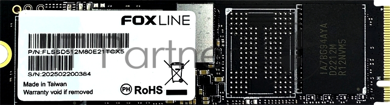 Твердотельный накопитель/ Foxline SSD X5-E21T, 512GB, M.2(22x80mm), NVMe, PCIe Gen4x4, 3D TLC, R/W 5100/4600MB/s, IOPs 780 000/924 000, TBW 500, DWPD 1.3 (2 года)